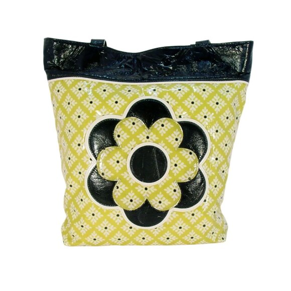 VERA BRADLEY Green/Black Daisy Floral Vinyl Shopper Tote Bag - MINT - Picture 3 of 9